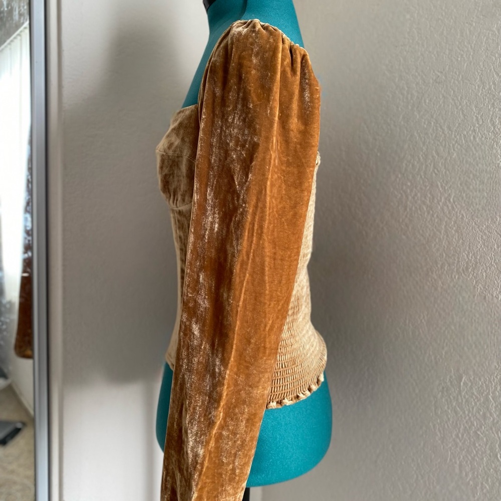 Reformation Velvet Copper Gold Women's Corset Blouse Size 6 - Picture 3 of 7
